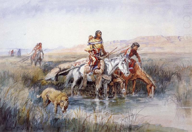 Indian Women Moving Camp, Charles M Russell